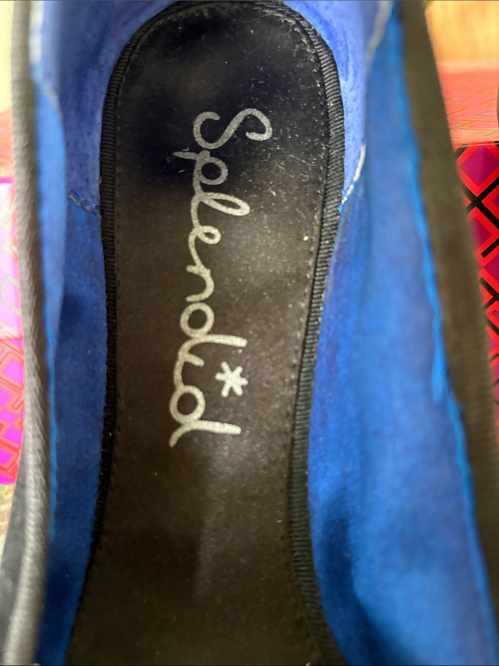 Splendid Royal Blue and Black Studded Slip-On Flats - Picture 3 of 6
